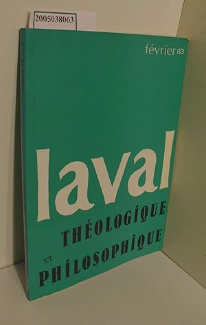 Image du vendeur pour Laval thologique et philosophique / fevrier 83 / Volume XXXIX mis en vente par ralfs-buecherkiste