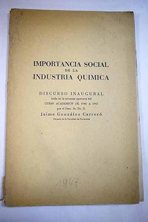 Imagen del vendedor de Importancia social de la industria qumica a la venta por Alcan Libros