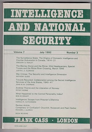 Bild des Verkufers fr Intelligence and national security Volume 7, number 3, july 1992 zum Verkauf von LibrairieLaLettre2