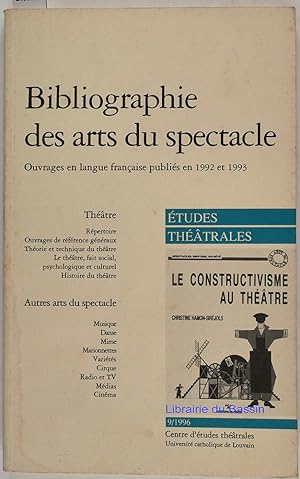 Image du vendeur pour Bibliographie des arts du spectacle Ouvrages en langue franaise publis en 1992 et 1993 mis en vente par Librairie du Bassin