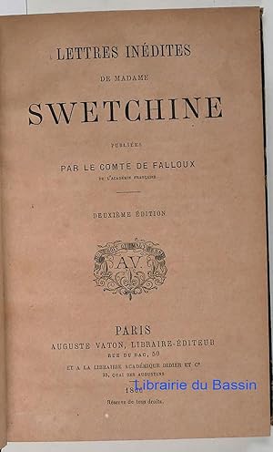 Immagine del venditore per Lettres indites de Madame Swetchine venduto da Librairie du Bassin