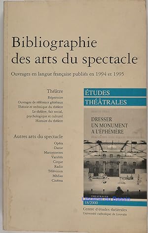 Image du vendeur pour Bibliographie des arts du spectacle Ouvrages en langue franaise publis en 1994 et 1995 mis en vente par Librairie du Bassin