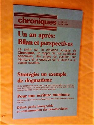Bild des Verkufers fr Chroniques, numro 13, janvier 1976 zum Verkauf von Claudine Bouvier