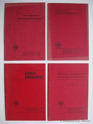 Bild des Verkufers fr Konvolut von 4 Lehrheften zur Homopathie (DHU): (1) Heinz Schoeler: Elementa homoeopathica. 1973. 23 S. (2) (2) E. Unseld: Informationsschrift zum Thema Homopathie. Ca. 1970. 16 S. (3) E. Unseld: Einfhrung in das homopathische Arzneipotenzierungsverfahren. Ca. 1974. 24 S. (4) Lise Wurmser: Die Entwicklung der homopathischen Forschung. Ca. 1985. 47 S. zum Verkauf von Antiquariat Hans-Jrgen Ketz