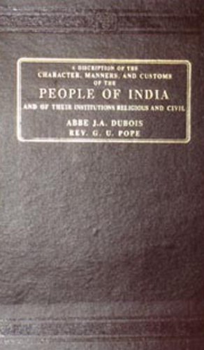 Bild des Verkufers fr A Description of the Character, Manners and Customs of the Peoples of India zum Verkauf von WeBuyBooks