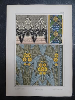 Antique Print-FLOWER DESIGN-ARROWHEAD-ART NOUVEAU-Grasset-Verneuil-1896
