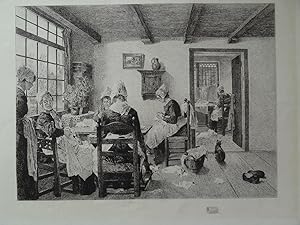Antique Print-SEWING-NEEDLEWOMEN-COSTUME-INTERIOR-Uhde-Abot-1882