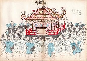 Antique Print-JAPANESE WOODCUT, MIKOSHI, MATSURI, TEMPLE, SHINTO-Anonymous-1889