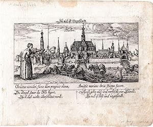 Imagen del vendedor de Antique Print-HAARLEM-TOWN-LADY FILLING LANTERN-Meisner and Kieser-1678 a la venta por Pictura Prints, Art & Books