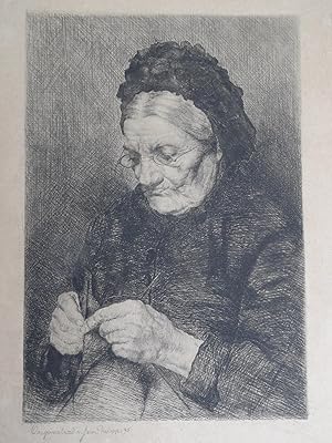 Antique Print-KNITTING-LADY-PORTRAIT-SPANISH-Philipp-1895