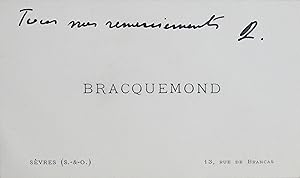 Imagen del vendedor de Carte de visite autographe de Flix Braquemond a la venta por Traces Ecrites