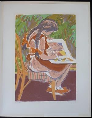 Jeune fille au livre. Farbige Original-Lithographie.