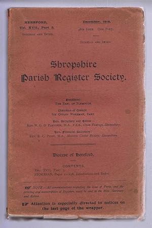 Seller image for Shropshire Parish Register Society, December 1918, 48th Issue. Diocese of Hereford, Volume XVII Part 3, Stokesay, Pages 1-158, Introduction and Index for sale by Bailgate Books Ltd