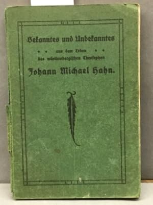 Imagen del vendedor de Bekanntes und Unbekanntes aus dem Leben des wrttembergischen Theosophen. a la venta por Kepler-Buchversand Huong Bach