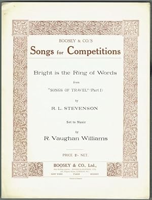 Seller image for Bright Is The Ring Of Words, From Songs Of Travel Part I for sale by Hall of Books