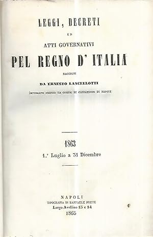 Leggi,decreti ed atti governativi pel Regno d'Italia. 1863