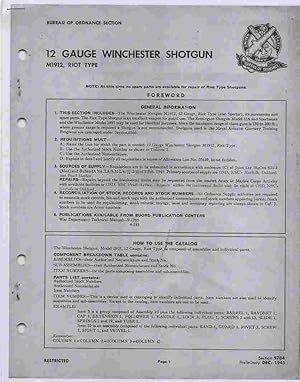 12 Gauge Winchester Shotgun, M1912, Riot Type Technical Manual 9-1285