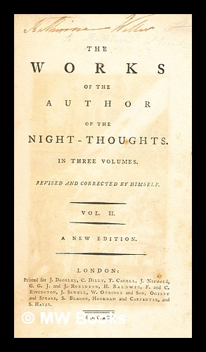 Imagen del vendedor de The works of the Author of the Night-thoughts : In three volumes Vol.II a la venta por MW Books Ltd.