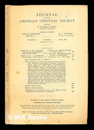 Seller image for Journal of the American Oriental Society: vol. 57: number 2: June, 1937 for sale by MW Books Ltd.