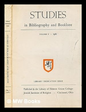 Imagen del vendedor de Studies in bibliography and booklore, vol. 4 1959-60 a la venta por MW Books Ltd.