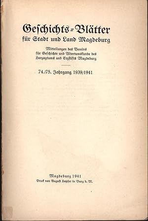 Bild des Verkufers fr Geschichts-Bltter fr Stadt und Land Magdeburg. zum Verkauf von Antiquariat Kastanienhof