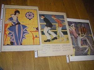 3 farbige Illustrationen aus 'Der Junggeselle' 1923/1926 (Konvolut)