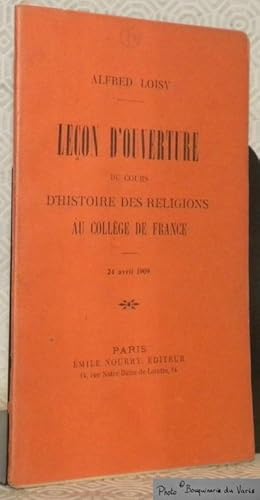 Bild des Verkufers fr Leon d'ouverture du cours d'histoire des religions au College de France. 24 Avril 1909. zum Verkauf von Bouquinerie du Varis