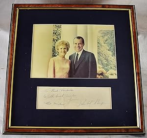 Framed Photograph of President Richard Nixon and First Lady Pat Nixon at White House (Signed by b...