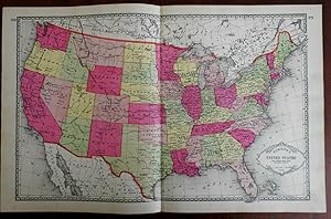 United States c.1892 Map Atlantic Ocean Gulf of Mexico large bold old color