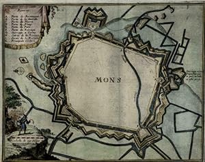 Mons Belgium Low Countries 1711 Harrewyn Foppens charming small city plan