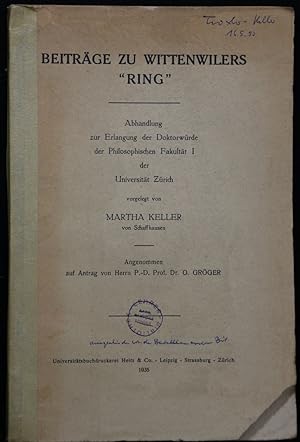 Seller image for Beitrge zu WIttenwilers "Ring". Abhandlung zur Erlangung der Doktorwrde. for sale by Antiquariat  Braun