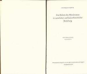 Seller image for Das Becken des Mittelmeeres in natrlicher und kulturhistorischer Beziehung. Sonderausgabe. for sale by Lewitz Antiquariat