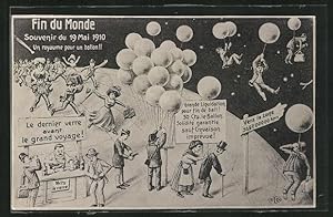Künstler-Ansichtskarte Fin du Monde, Angst vor dem Ende der Welt Mai 1910, Menschen flüchten mit ...