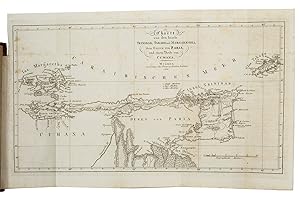 Bild des Verkufers fr Reise nach den Inseln Trinidad, Tabago und Margaretha, so wie in verschiedene Theile von Venezuela. Aus dem Franzsischen.Weimar, Landes-Industrie-Comptoirs, 1816. 8vo. with a large folding engraved map (23.5 x 41.5 cm). Modern black half sheepskin, marbled sides, with black labels on spine. zum Verkauf von ASHER Rare Books