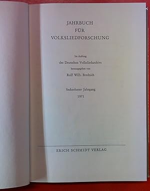 Immagine del venditore per Jahrbuch fr Volksliedforschung. 16. Jahrgang venduto da biblion2