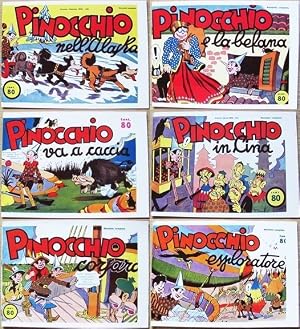 Seller image for PINOCCHIO nell'Alaska; E la Befana; Va a caccia; In Cina; Corsaro; Esploratore; Ferroviere; Al mare; In maschera; Poliziotto; Sciatore for sale by L'Angolo del Collezionista di B. Pileri