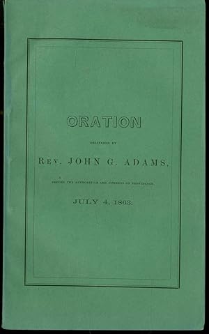 Imagen del vendedor de Oration Delivered by Rev. John G. Adams 1863 Providence Rhode Island by Rev. John G. Adams a la venta por Lavendier Books