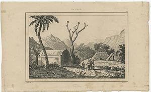 Antique Print of a Tomb on Timor by Rienzi (1836)