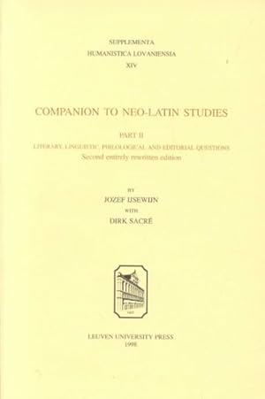Imagen del vendedor de Companion to Neo-Latin Studies a la venta por GreatBookPrices