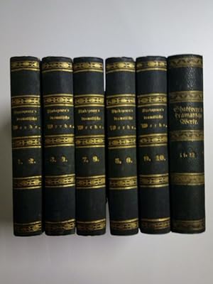 Imagen del vendedor de Shakspere s / Shakespeare s Smmtliche dramatische Werke; 12 Bnde in 6 Bchern (komplett) (Uebersetzt von A. Bttger, H. Dring, Alex. Fischer, L. Hilsenberg, F. Khler, W. Lampadius, Th. Mgge, Th. Oelckers, E. Ortlepp, L. Petz, K. Simrock, E. Susemihl und E. Thein) a la venta por Antiquariat Smock