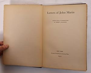 Seller image for Letters of John Marin for sale by Mullen Books, ABAA