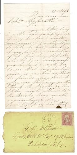 Three-page autograph letter from Priscilla B. Sturges to Capt. McGrath, concerning the death of h...