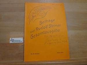 Bild des Verkufers fr Beitrge zur Rudolf Steiner Gesamtausgabe.Nr. 45 Ostern 1974 zum Verkauf von Antiquariat im Kaiserviertel | Wimbauer Buchversand