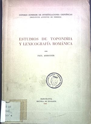 Bild des Verkufers fr Estudios de toponimia y lexicografa romnica. zum Verkauf von books4less (Versandantiquariat Petra Gros GmbH & Co. KG)