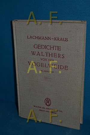 Immagine del venditore per Die Gedichte Walthers von der Vogelweide. Walther von der Vogelweide venduto da Antiquarische Fundgrube e.U.