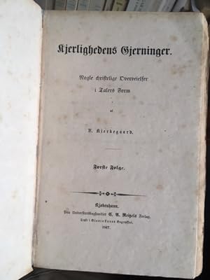 Bild des Verkufers fr Kjerlighedens Gjerninger (Works of Love) zum Verkauf von Eternal Return Antiquarian Bookshop