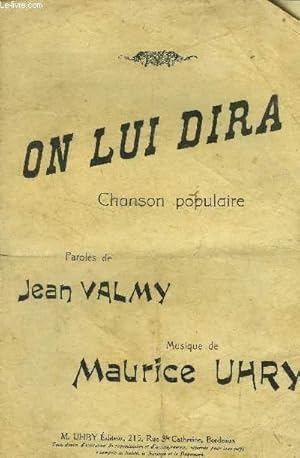 Seller image for On lui dira, chanson populaire for sale by Le-Livre