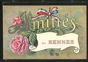 Carte postale Rennes, Amitiers, Rosen avec Schleife