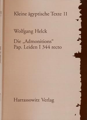 Bild des Verkufers fr Die "Admonitions": Pap. Leiden I 344 recto. zum Verkauf von Versandantiquariat  Rainer Wlfel