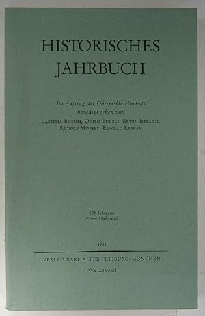 Imagen del vendedor de Historisches Jahrbuch. 103. Jahrgang - Erster Halbband. Im Auftrag der Grres-Gesellschaft herausgegeben. a la venta por Brbel Hoffmann